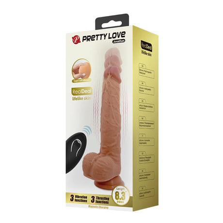 PRETTYLOVE Jonathan – реалистично дилдо с вибрация и тласъци, дистанционно управление