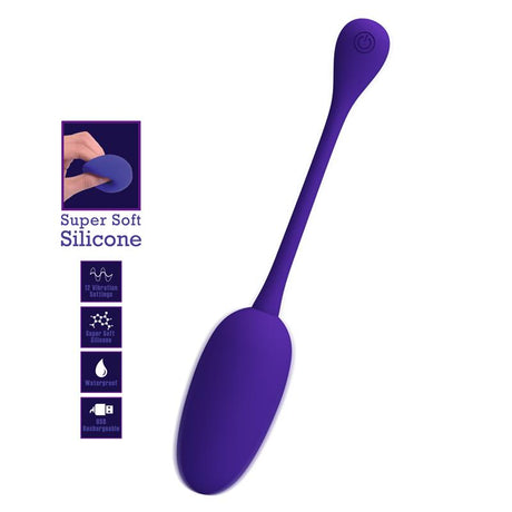 PRETTYLOVE Knucker – вибриращо яйце с 12 режима, USB зарядно