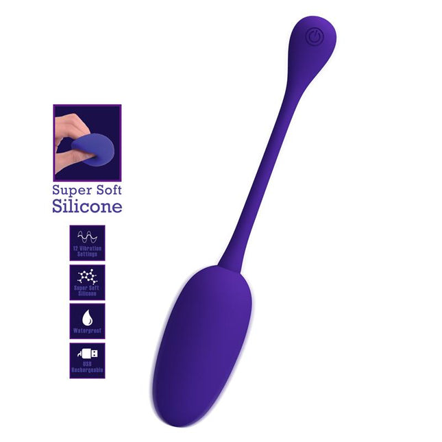 PRETTYLOVE Knucker – вибриращо яйце с 12 режима, USB зарядно