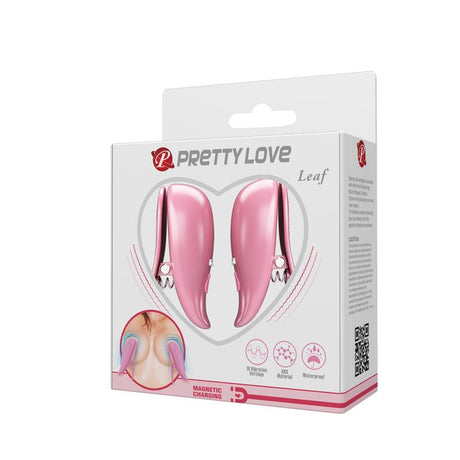 PRETTYLOVE Leaf – вибриращи щипки за зърна с 10 режима