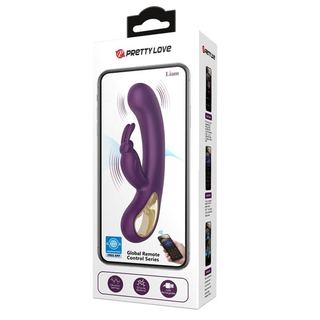 PRETTYLOVE Liam – силиконов G-Spot вибратор с приложение, лилав