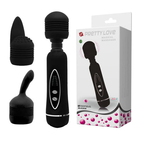PRETTYLOVE Magic Massager Black – водоустойчив масажор с 12 вибрации