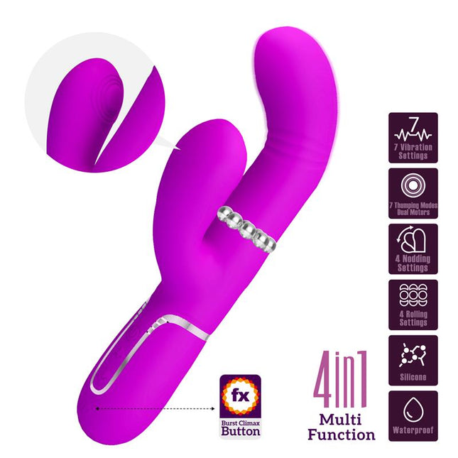 PRETTYLOVE Mariana Vibrator 4 в 1 – силиконов, фуксия