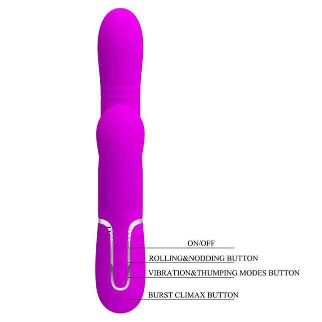 PRETTYLOVE Mariana Vibrator 4 в 1 – силиконов, фуксия