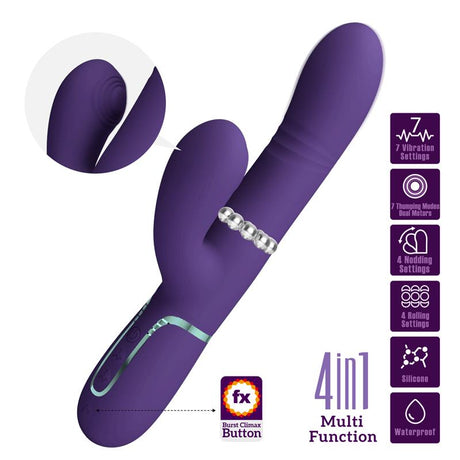 PRETTYLOVE Mariana Vibrator 4 в 1 – силиконов мултифункционален вибратор