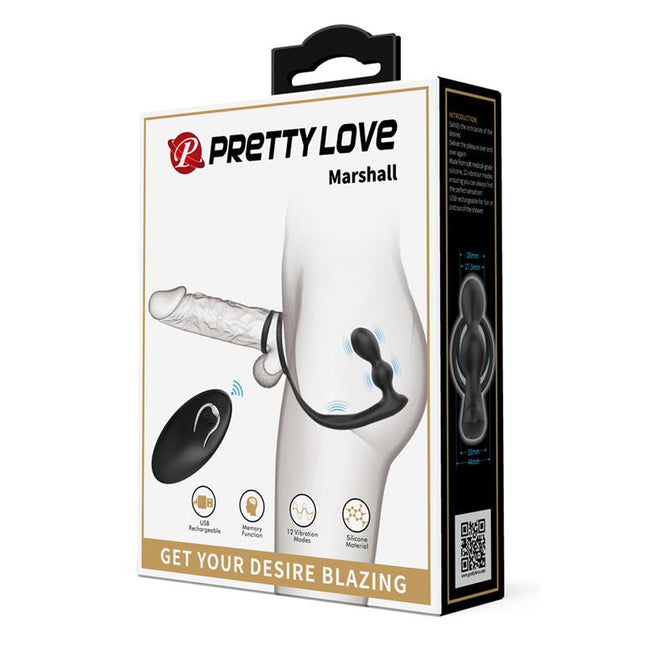 PRETTYLOVE Marshall – анален плъг с вибрация и пенис ринг