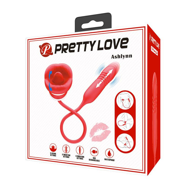 PRETTYLOVE Ashlyn – вибратор с лижещ и тласкащ механизъм