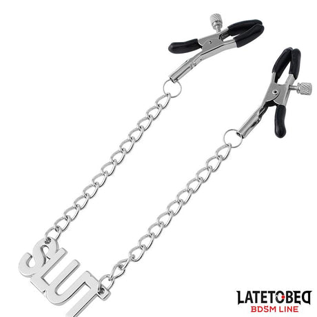 Nipple clamps with Chain - Slut