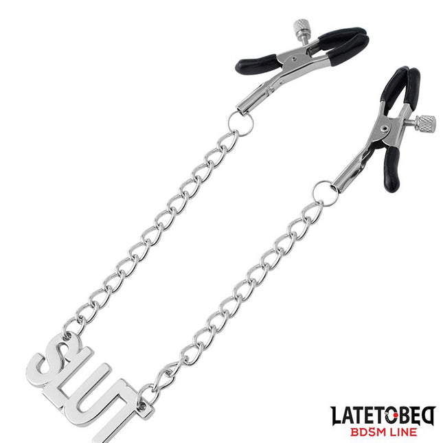 Nipple clamps with Chain - Slut