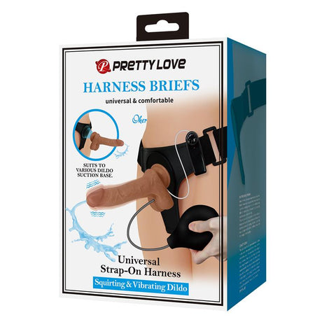 PRETTYLOVE Oher Stra-On – регулируем страпон с вибрация и функция за спрей