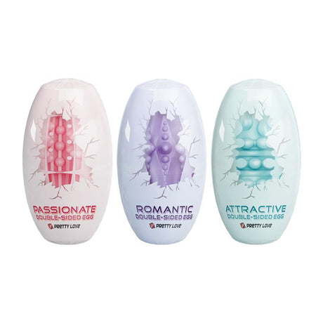 PRETTYLOVE Pack 15 броя двустранни мастурбатори яйце – разнообразни текстури