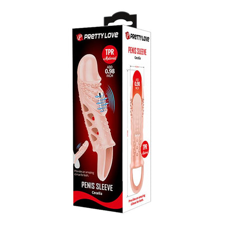 PRETTYLOVE Penis Sleeve с вибрация – удължаващ и стимулиращ калъф