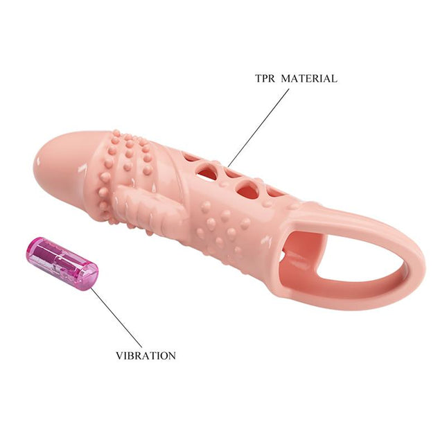 PRETTYLOVE Penis Sleeve с вибрация – удължаващ и стимулиращ калъф