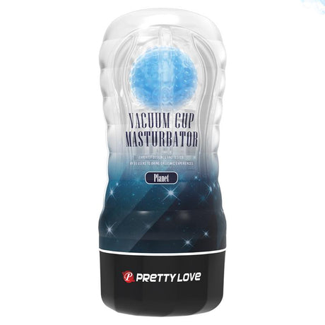 PRETTYLOVE Planet Ball-Rolling Masturbator Cup Blue – водоустойчив мастурбатор с ролков масаж