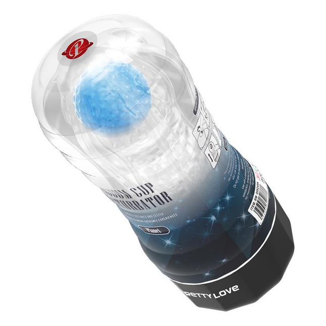 PRETTYLOVE Planet Ball-Rolling Masturbator Cup Blue – водоустойчив мастурбатор с ролков масаж
