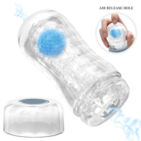 PRETTYLOVE Planet Ball-Rolling Masturbator Cup Blue – водоустойчив мастурбатор с ролков масаж
