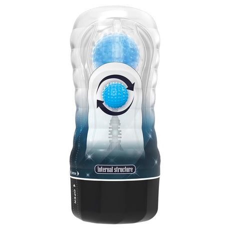 PRETTYLOVE Planet Ball-Rolling Masturbator Cup Blue – водоустойчив мастурбатор с ролков масаж