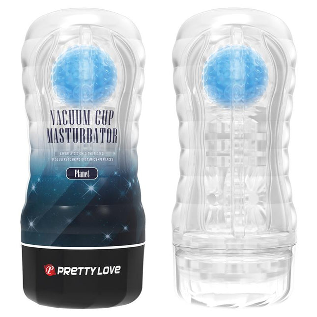 PRETTYLOVE Planet Ball-Rolling Masturbator Cup Blue – водоустойчив мастурбатор с ролков масаж