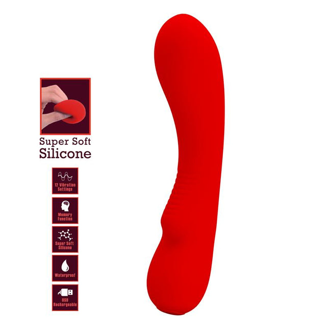 PRETTYLOVE Prescott – водоустойчив вибратор с 12 режима, USB зареждане