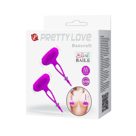 PRETTYLOVE Bancroft – вибриращи щипки за зърна, лилави