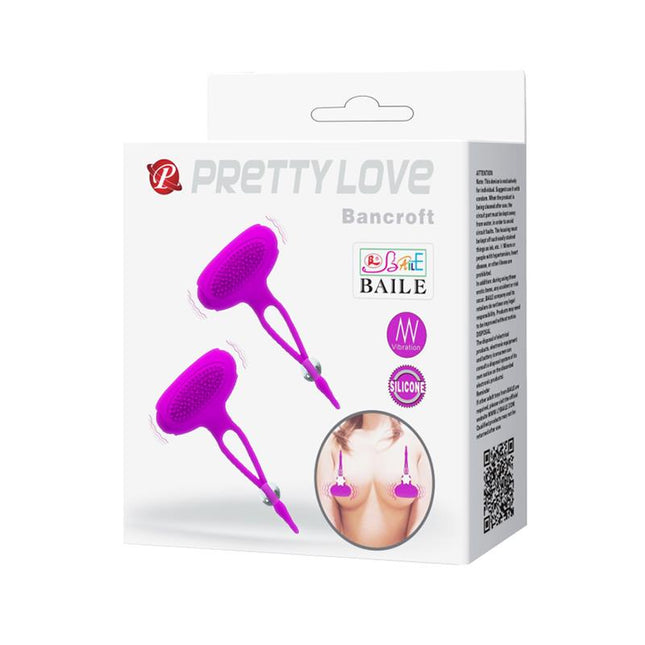 PRETTYLOVE Bancroft – вибриращи щипки за зърна, лилави