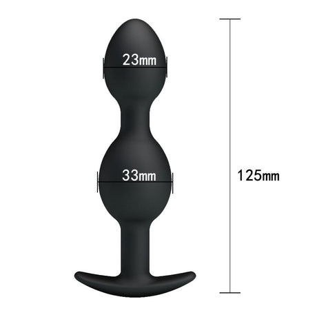 PRETTYLOVE Silicone Anal Balls Black – анални топчета с контрол и комфорт