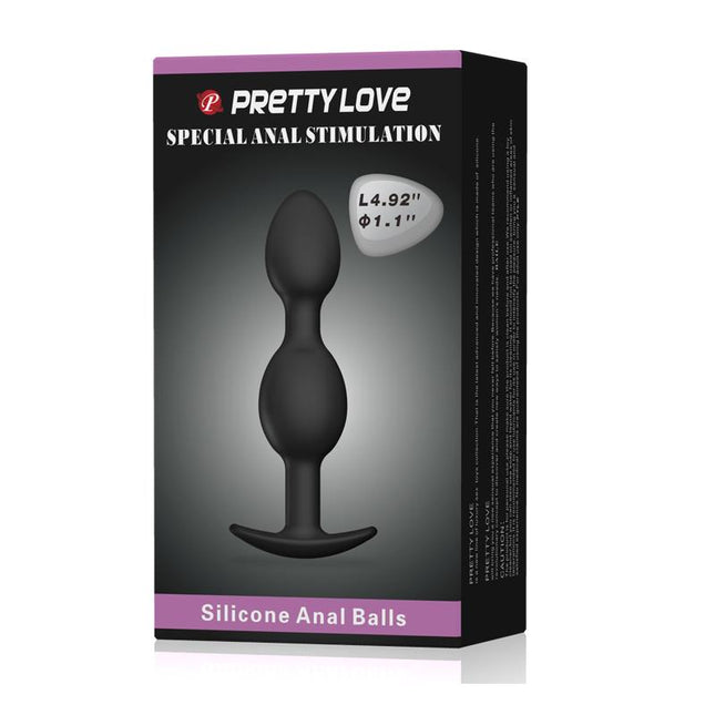 PRETTYLOVE Silicone Anal Balls Black – анални топчета с контрол и комфорт