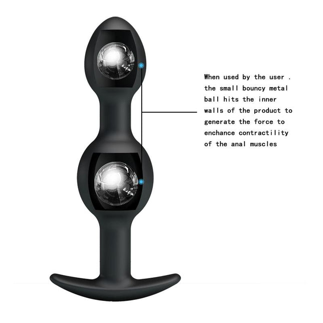 PRETTYLOVE Silicone Anal Balls Black – анални топчета с контрол и комфорт