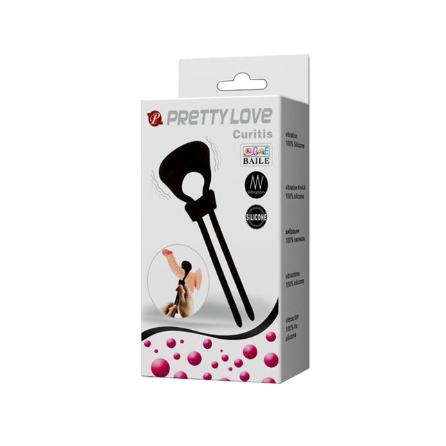 PRETTYLOVE Curitis Black – вибриращ пенис пръстен с регулируема плътност