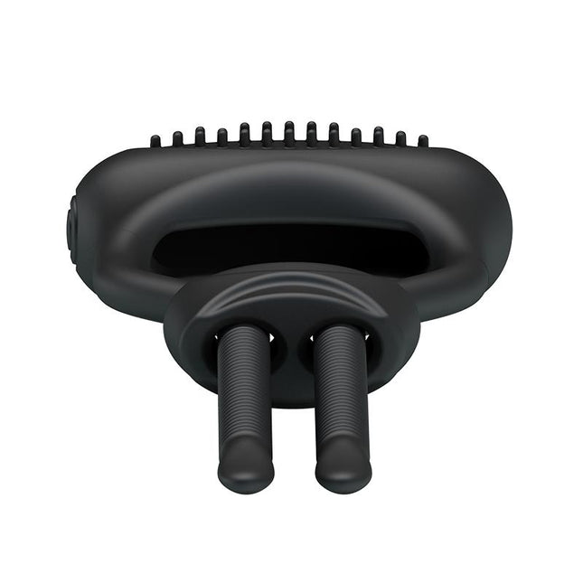 PRETTYLOVE Curitis Black – вибриращ пенис пръстен с регулируема плътност