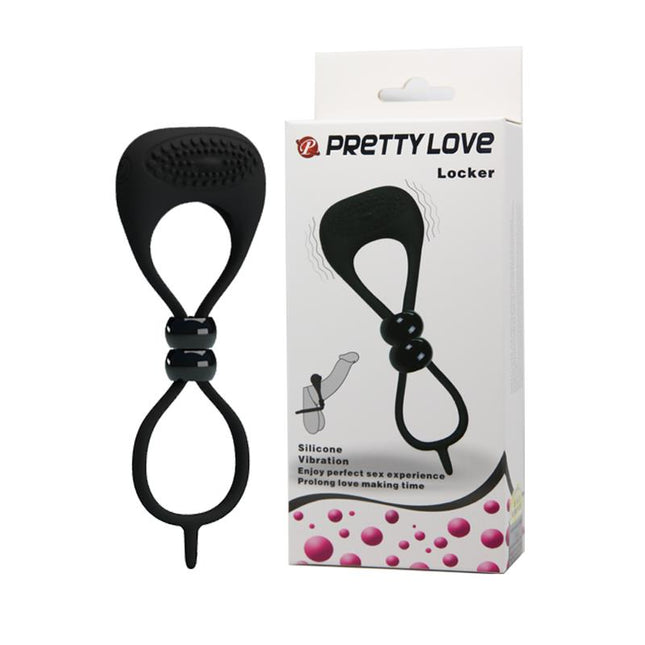 PRETTYLOVE Vibrating Cock Ring Locker – вибриращ пенис пръстен с двойно прилягане