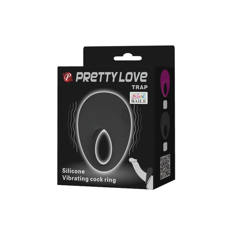 PRETTYLOVE Vibrating Cock Ring Trap – вибриращ пенис пръстен с регулируем размер