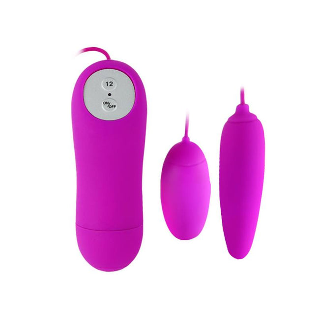 PRETTYLOVE Vibrating Egg Irma Purple – двойно вибриращо яйце с 12 функции