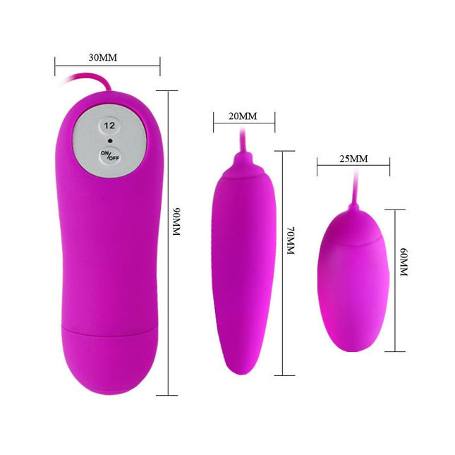 PRETTYLOVE Vibrating Egg Irma Purple – двойно вибриращо яйце с 12 функции