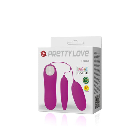 PRETTYLOVE Vibrating Egg Irma Purple – двойно вибриращо яйце с 12 функции