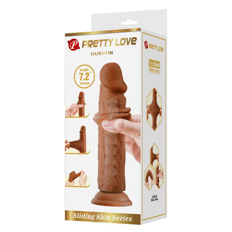 PRETTYLOVE Quentin – реалистичен дилдо с подвижна кожа, 18.4 см