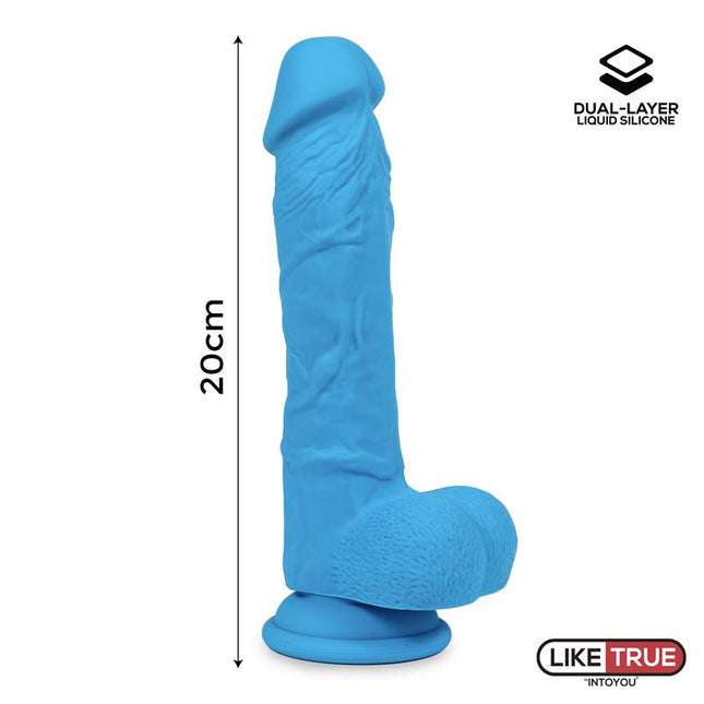 LIKETRUE Realistic Dildo Dual Layer 20 см – хиперреалистичен с вакуумна основа