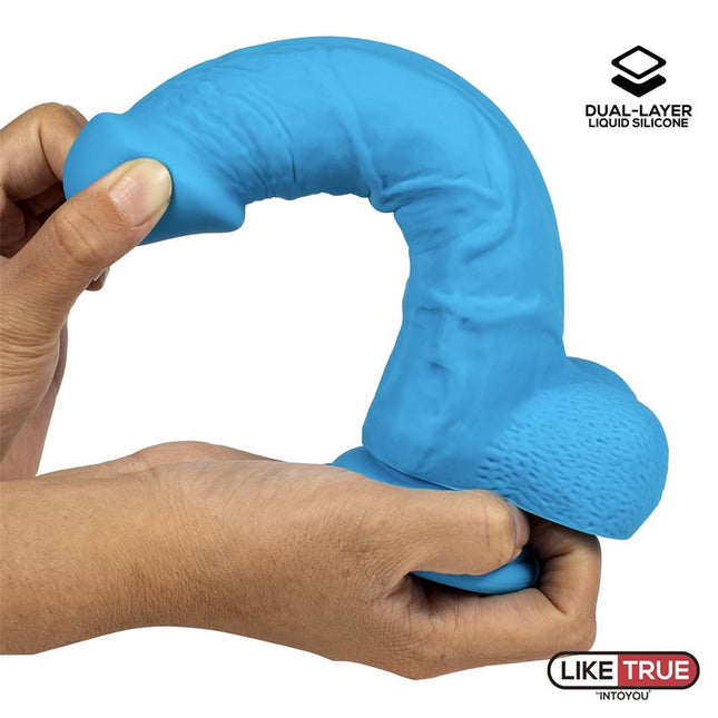 LIKETRUE Realistic Dildo Dual Layer 20 см – хиперреалистичен с вакуумна основа