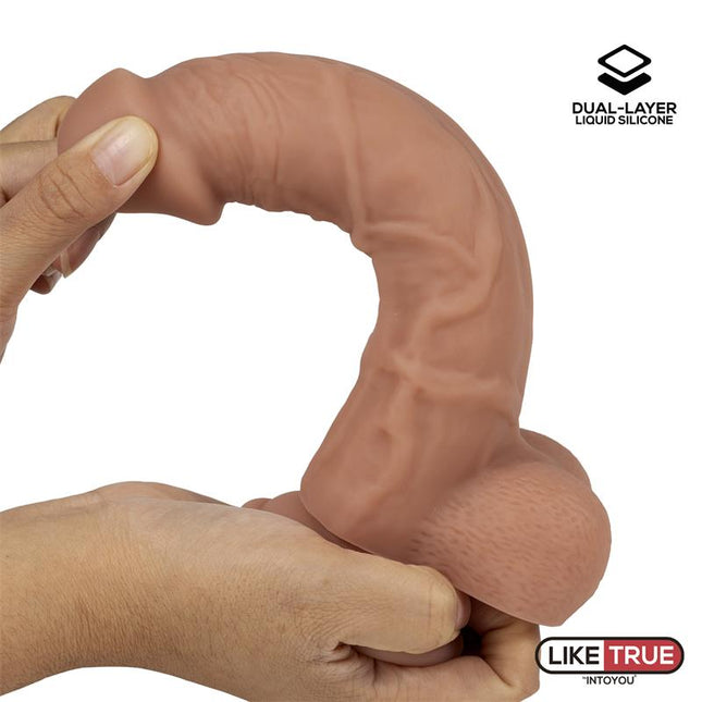 LIKETRUE Realistic Dildo Dual Layer – хиперреалистичен силиконов дилдо с вендуза