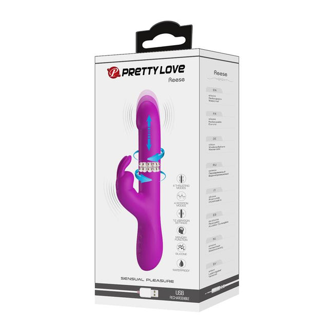 PRETTYLOVE Reese Vibe – мултифункционален вибратор с въртящи се топчета и USB зареждане