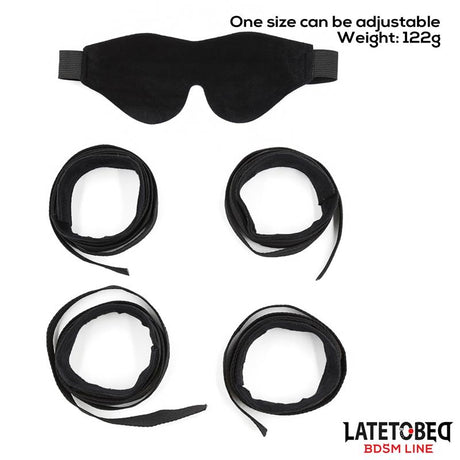 Restraint 3 Pieces Set Blindfold, Anklecuffs and Wristcuffs Adjustable