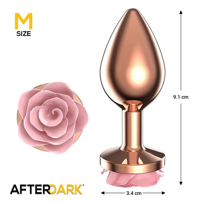Rosegold Metal Anal Plug with Pink Rose Base - Size M