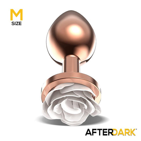 Rosegold Metal Anal Plug with White Rose Base - Size M