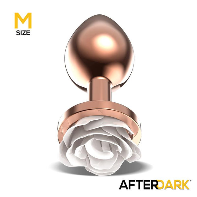 Rosegold Metal Anal Plug with White Rose Base - Size M