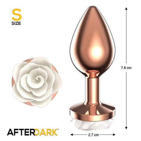 Rosegold Metal Anal Plug with White Rose Base - Size S