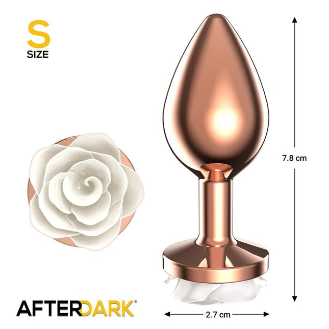 Rosegold Metal Anal Plug with White Rose Base - Size S