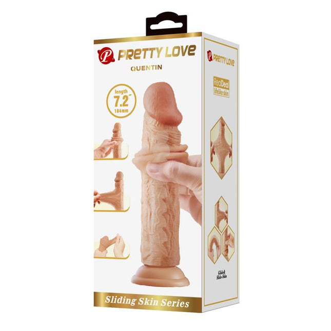 PRETTYLOVE Sliding Skin – реалистичен дилдо 18.4 см с плъзгаща се кожа