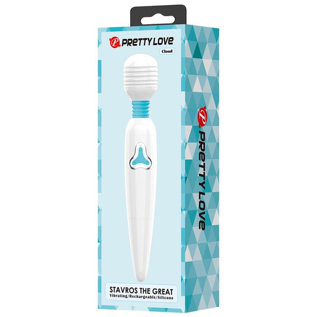 PRETTYLOVE Stavros Wand White – мощен вибратор с гъвкава глава