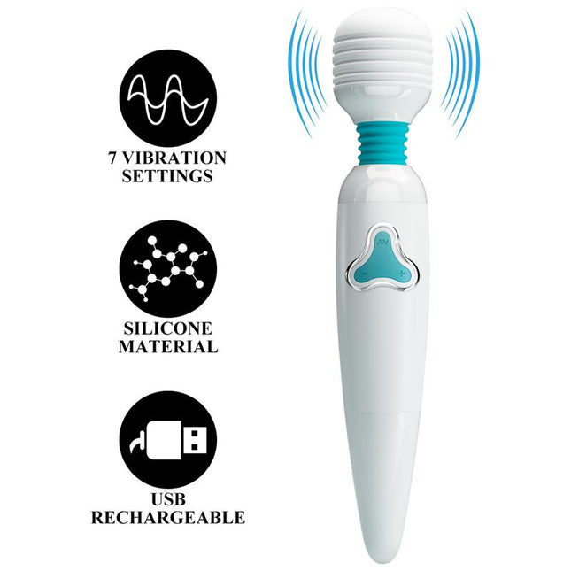 PRETTYLOVE Stavros Wand White – мощен вибратор с гъвкава глава
