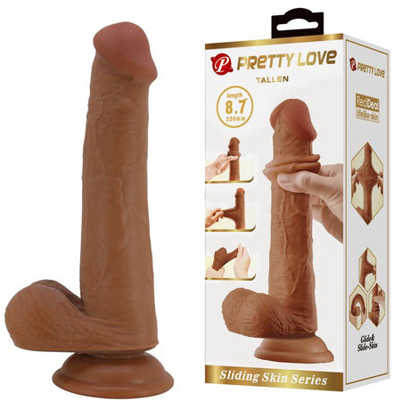 PRETTYLOVE Tallen – реалистичен дилдо с подвижна кожа, 22 см